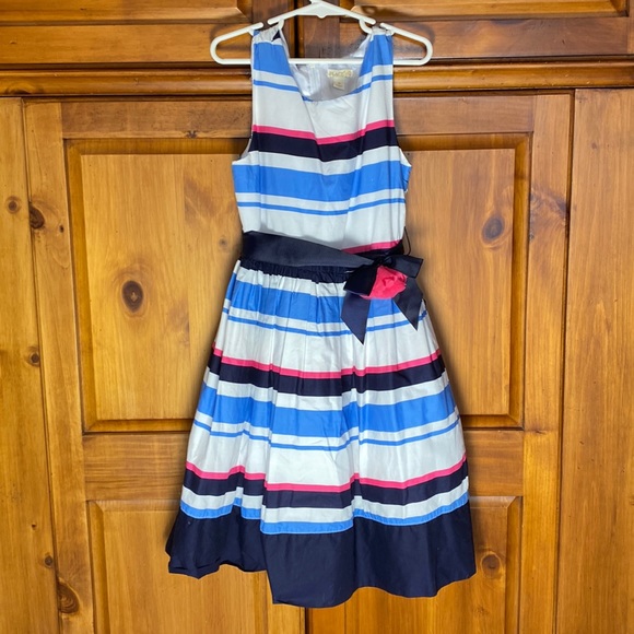 Girls Striped Formal Fancy Dress - Picture 1 of 2